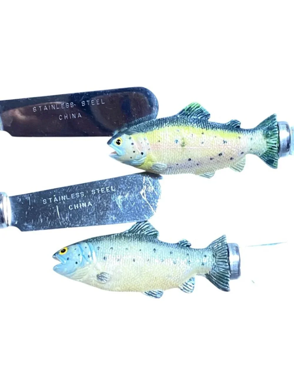 Fish Handle Stainless Steel Spreader Set Of 4 For Cheese Or Butter Hand-Painted